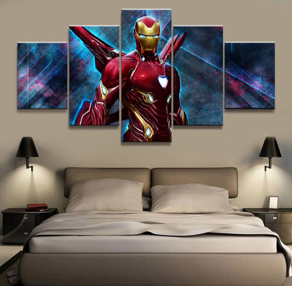 Tableau HD 5 Pièce Capitaine Iron Man Avengers Endgame Films De Soie Art Affiches