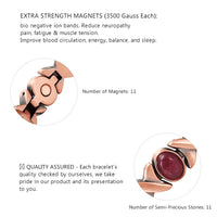 Bracelet De Placage De Cuivre De Santé Femmes Classique Pierres Colorées Magnétique