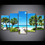 Tableau Toile HD Imprimé Affiche Décoration Modulaire Encadré 5 Pièces Plage Paysage