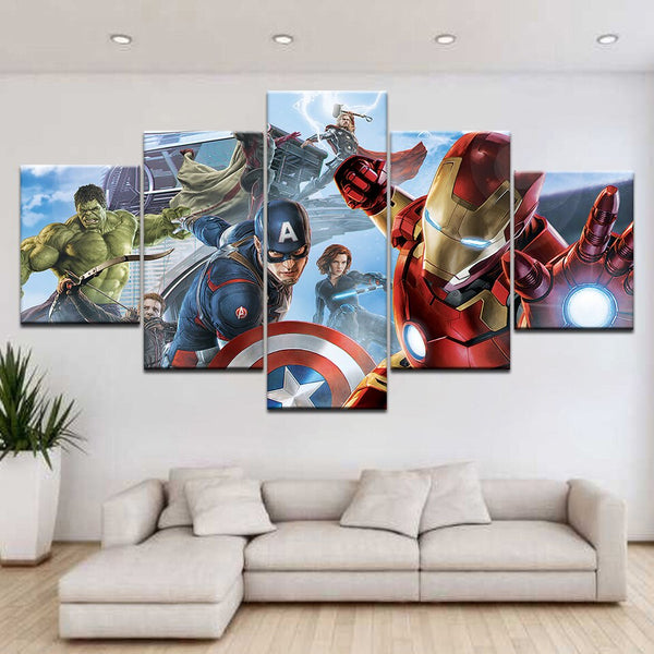 Tableau Peinture Mur Art Modulaire HD Moderne Imprimé 5 Panneaux Film Avengers