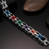 Bracelet en acier inoxydable silicone arc-en-ciel Vnox fait main 9 couleurs pour Unisexe