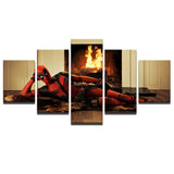 Tableau HD Imprimé Moderne Peinture Toile Modulaire 5 Panneau Drôle Deadpool