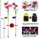 Sublime Lampe Jardin Solaire Plante Fleurs Papillon Libellule 3 Pack Plein Air Motorisé