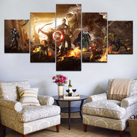 Toile Salon Cadre Mur Art Modulaire 5 Panneaux Film Avengers Moderne HD Décoratif