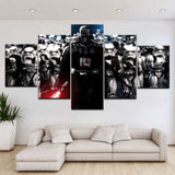 Tableau 5 Panneaux Modulaire Star War Dark Vador Film Affiche Toile Peinture Mur Art