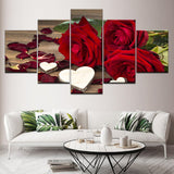 Tableau Imprimé Toile Peinture HD Romantique Saint Valentin 5 Panneau Belles Roses