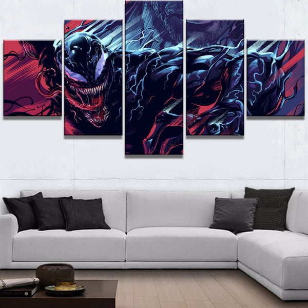 Tableau Polyptyque 5 panneaux HD Art mural Décoration intérieure Venom Marvel