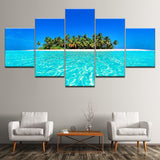 Tableau Déco HD Peinture Photo Impression Toile 5 Pièces Bleu Ciel Île Paysage Marin