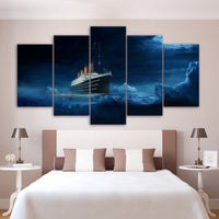 Magnifique Et Émotif Tableau HD Imprimé 5 Panneau Modulaire Image Titanic Iceberg