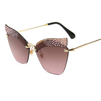 Lunettes De Soleil Fashion Noir Sans monture Design Rétro 2019 Œil De Chat Pour Femmes