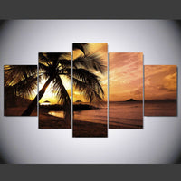 Tableau 5 pièces HD Impression Peinture Palmiers Photo De Bord De Mer Décoratif