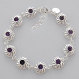 Bracelet En Argent Sterling 925 à breloques Bijoux Rond Violet Zircon Femmes