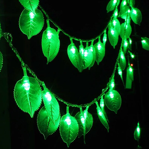 Guirlande 10M 100 LED Feuille Verte Lumineuse AC110V/220V Fête De Noël Jardin Déco