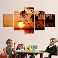 Tableau Modern HD Mer Plage Cocotiers Paysage Toile Peinture Coucher De Soleil Décor