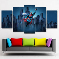 Tableau Décoratif HD 5 panneaux Toile Art DC Superman Bâtiment Peinture Décoration