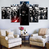 Tableau 5 Panneaux Modulaire Star War Dark Vador Film Affiche Toile Peinture Mur Art