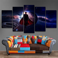 Tableau Décoratif HD 5 panneaux Toile Art DC Superman Lune Mouche Logo Peinture