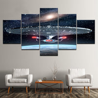 Tableau Toile HD Film Star Wars Destroyer Millennium Falcon Affiche 5 Panneaux Art