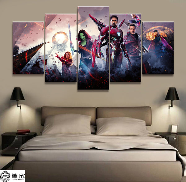 Tableau Cadre 5 Panneaux HD Image Marvel Avengers Film Impression Peinture Sur Toile