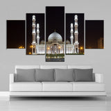 Tableau Islamique Mosquée Night HD Vue Mur Art 5 Pièces Islamique Mur Art Paysage