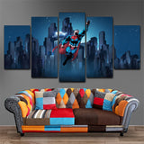 Tableau Décoratif HD 5 panneaux Toile Art DC Superman Bâtiment Peinture Décoration