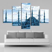 Tableau HD Islamique Mosquée Bâtiments Mouette Mur Art 5 Pièces Islamique Mur Art