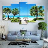 Tableau Décoratif HD Imprimé 5 Pièce Toile Art Île Tropicale Palmier Mur Photos Salon