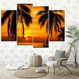 Tableau HD Mur Art Toile Peintures 4 Pièces Coucher Du Soleil Plage Paysage Marin