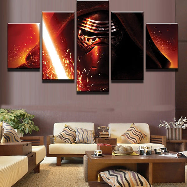 Tableau Déco HD Toile Peinture Star Wars Image Imprimer Cadre 5 Pièces Pour Salon