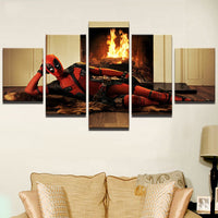 Tableau HD Imprimé Moderne Peinture Toile Modulaire 5 Panneau Drôle Deadpool