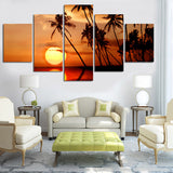 Tableau Modern HD Mer Plage Cocotiers Paysage Toile Peinture Coucher De Soleil Décor