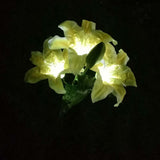 Lampe De Jardin Énergie Solaire 3 LEDs Fleur Lis Artificiel Sur Pieu Décoration Paysage