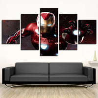 Mur Art Peinture Décor HD Imprimé Toile Affiche 5 Pièces Super-Héros Film Iron Man