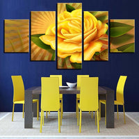 Tableau HD Déco Toile Imprimée Moderne Salon Photos 5 Panneau Rose Jaune Peinture