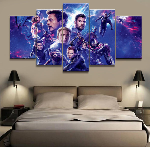 Jolie Tableau 5 Pièces Capitaine Amérique Iron Man Avengers Endgame Films Art Poster