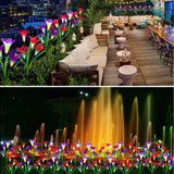 Led Solaires Extérieures De Jardin D'été 4 Lumières Multicolores Changeantes Fleurs De Lys