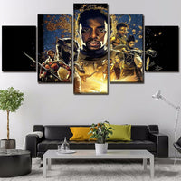 Black Panther Affiche Film 5 Pièces HD Mur Art Toile Peinture Décorative pour Le Salon