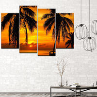 Tableau HD Mur Art Toile Peintures 4 Pièces Coucher Du Soleil Plage Paysage Marin