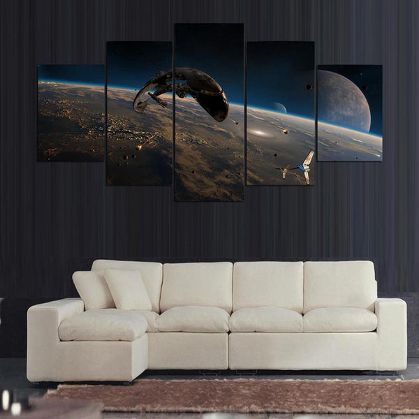 Tableau Décoratif Moderne HD Peinture Abstraite Modulaire Imprimé 5 Pièces Star Wars