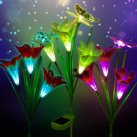 Sublime Lampe Jardin Solaire Plante Fleurs Papillon Libellule 3 Pack Plein Air Motorisé