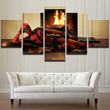 Tableau HD Imprimé Moderne Peinture Toile Modulaire 5 Panneau Drôle Deadpool