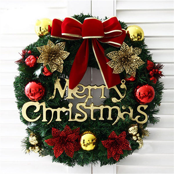 Guirlande  D'accueil Joyeux Noël/Merry Christmas Ronde Et Élégante Couronne De pin