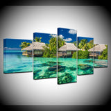 Magnifique Tableaux 5 Panneaux Modulaire Décoration Salon Iles Resort Impressions HD
