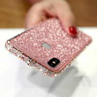 Coque iPhone 6S Pluss luxe diamant strass métal pare-chocs paillettes couverture arrière