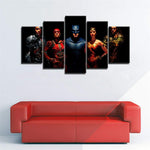 Tableau Moderne Encadré 5 Panneaux Justice League Super Héros Pièce De Film Posters