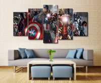 Tableaux Déco HD 5 Panneaux The Avengers Iron Man Captain América Film Toile Décor