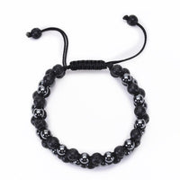 Bracelet de perles unisexe pierre d'onyx noir mat de roche de lave perles de thérapie