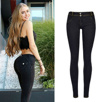 Pantalon High Street Femme Push Up Noir Denim Mujer Taille Basse Super Strech