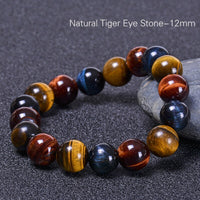 Bracelet 10mm 12mm 14mm mode coloré yeux de tigre perles pierre naturelle unisexe