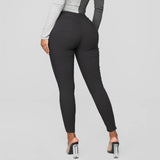 Pantalon crayon femme Sexy Skinny Stretch couleur unie Leggings pantalon taille haute